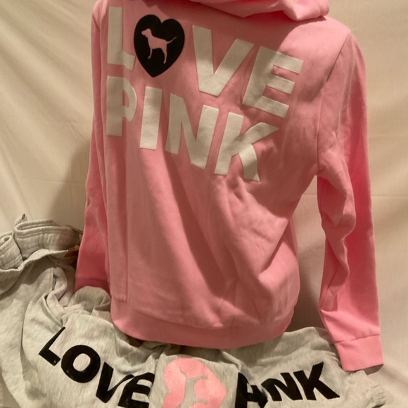 NEW VICTORIAS SECRET PINK “ORIGINALS” 2PC RARE SET ZIP HOODIE & JOGGERS 🔥 - Picture 4 of 8